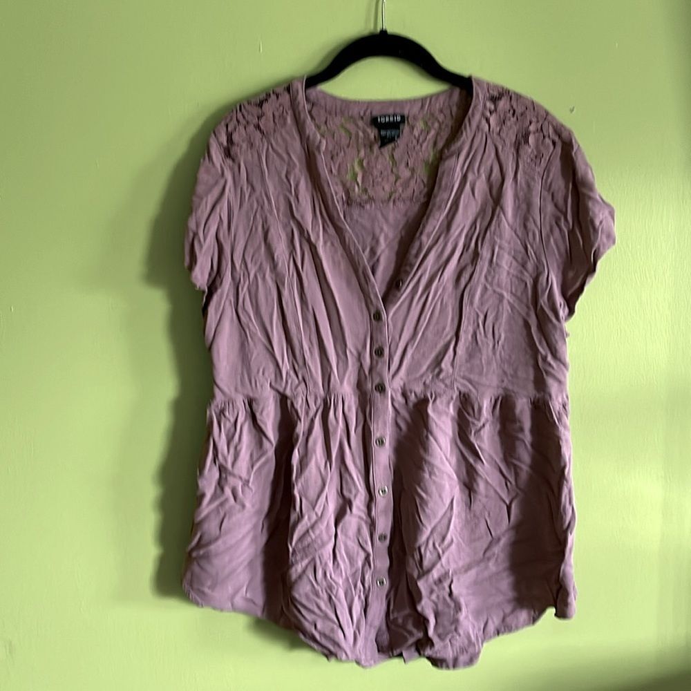 Torrid Purple/Brown Button Front Blouse Size 0 12/L